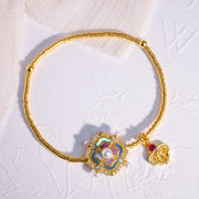 Jiaxy & K 24k 999 Ruyi Bracelet with Monther of Pearl 13.96g,White Diamond 0.153ct